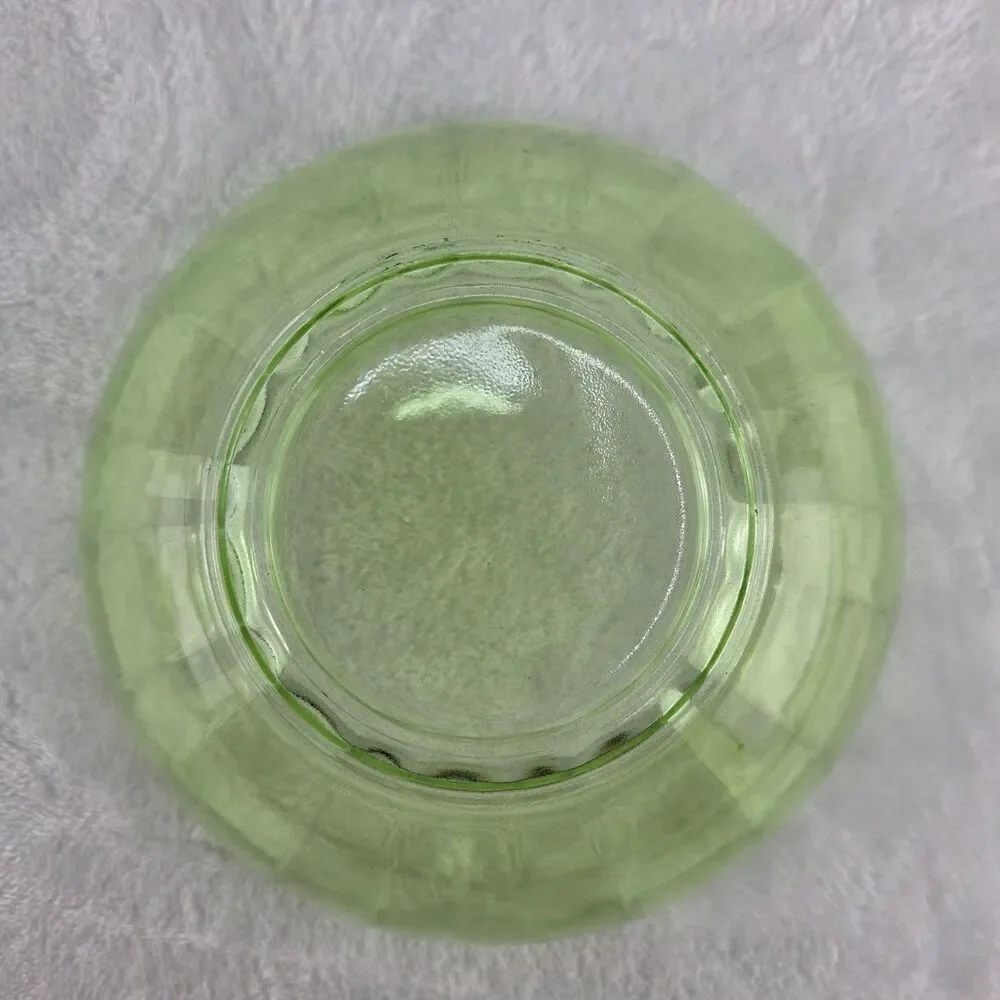 Vintage Anchor Hocking Green Glass Nesting Mixing Bowl Set 4 Ribbed Scalloped